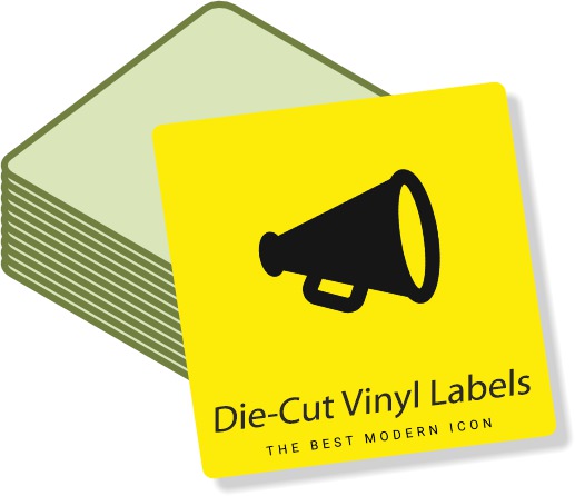 Die-cut yellow vinyl labels supplied individually